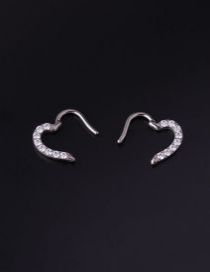 Fashion Silver Titanium Steel Inlaid Zirconium Heart Pierced Ear Buckles