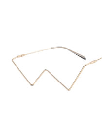 Fashion Gold Metal Sheetless Half Rim V-shaped Glasses Frame