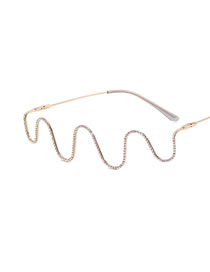 Fashion Gold Point Drill Plateless Diamond Wavy Eyeglass Frame