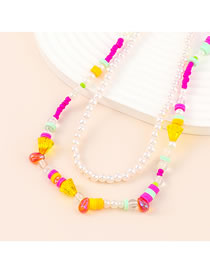 Fashion Color Resin Terracotta Imitation Pearl Beaded Necklace Set Of Two