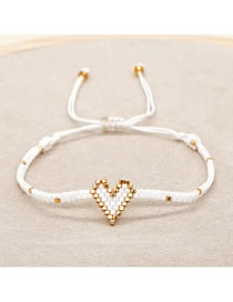 Fashion White Rice Bead Braided Heart Bracelet
