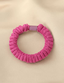 Fashion Rose Red Solid Color Pleated Hair Tie