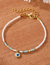 Fashion White And Green Beads And A Gold Pendant Resin Beaded Eye Bracelet