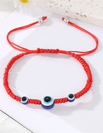 Fashion Three Beads Red Rope Resin Diamond Eye String Braided Bracelet