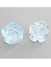 Fashion Blue Flower Resin Rose Stud Earrings