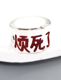 Fashion Crimson Ring Acrylic Text Ring