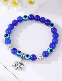 Fashion Blue Elephant Pendant Bracelet Resin Ball Eye Beaded Elephant Bracelet