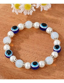 Fashion White Pearl Bracelet Resin Ball Eye Beaded Bracelet