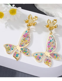 Fashion Butterfly Flower Alloy Dried Flower Butterfly Flower Stud Earrings