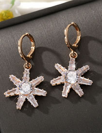 Fashion Pentagon Alloy Diamond Flower Earrings