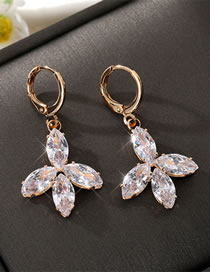 Fashion Quadrilateral Alloy Diamond Petal Earrings