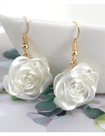Fashion Gold Resin Camellia Stud Earrings
