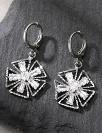 Fashion Pentagon Ear Buckle Geometric Diamond Pinwheel Earrings