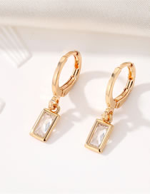 Fashion White Jewel Earrings Alloy Set Square Diamond Earrings