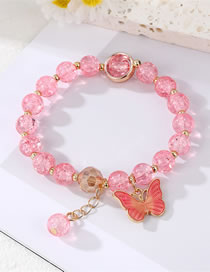 Fashion Pink Butterfly Pendant Glass Beaded Butterfly Bracelet