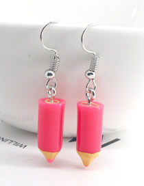 Fashion Rose Red Imitation Resin Pencil Earrings