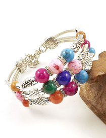 Fashion Color Alloy Color Beads And Diamonds Three Layers Bracelet