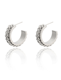 Fashion Silver Titanium Steel Geometric Chain C-hoop Earrings