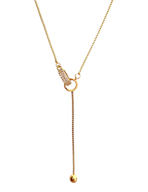 Fashion Gold Titanium Double Ring Necklace