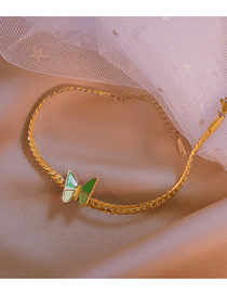 Fashion Green Titanium Snake Bone Chain Butterfly Necklace