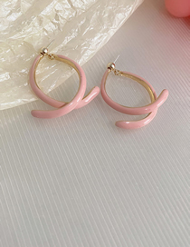 Fashion 6# Pink Cross Alloy Geometric Cross Stud Earrings