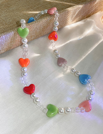 Fashion 1# Necklace--love Crystal Pearl Beaded Heart Necklace