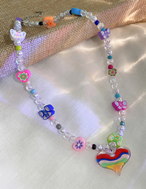 Fashion 2# Necklace--butterfly Love Pearl Butterfly Beaded Heart Necklace