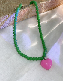 Fashion Green Pearl Necklace Crystal Beaded Heart Necklace