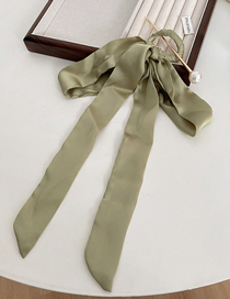 Fashion Hairpin--green Fabric Bow Ribbon Pearl Hairpin