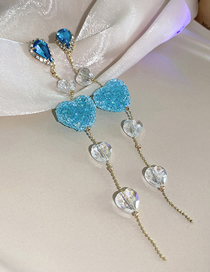 Fashion 2# Love Geometric Diamond Heart Tassel Earrings