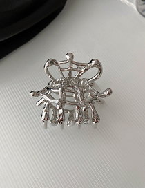 Fashion Grab Clip--silver Spider Web Alloy Geometry Spider Web Grip