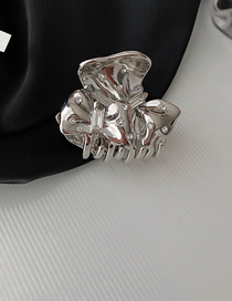 Fashion Grab Clip--silver Bow Alloy Geometric Bow Grip Clip