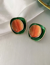 Fashion 13# Orange Alloy Geometric Square Stud Earrings