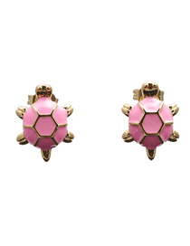 Fashion Pink Copper Drop Oil Turtle Stud Earrings