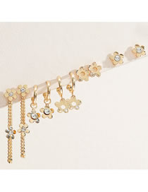 Fashion Gold Geometric Diamond Flower Earrings Set