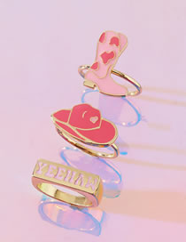 Fashion Color Alloy Drip Boots Hat Letter Ring Set