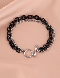 Fashion 17cm Titanium Steel Double Chain Ot Buckle Bracelet