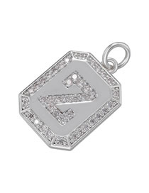Fashion Platinum Z Copper Diamond 26 Letter Rectangle Hang Tag Diy Jewelry Accessories