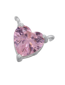 Fashion White Gold Pink Diamond Copper Gold Plated Zirconium Heart Diy Jewelry Accessories