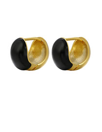 Fashion 1 Pair Of Gold And Black Copper Drop Oil Ball Earrings