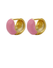 Fashion Golden Pink 1 Pair Copper Drop Oil Ball Earrings