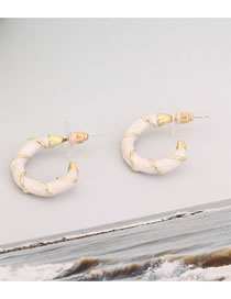 Fashion White Geometric Texture Drip Oil C-shaped Earrings