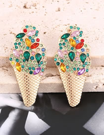 Fashion Mixed Color A Alloy Diamond Ice Cream Stud Earrings