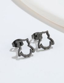 Fashion Black Titanium Steel Hollow Penguin Stud Earrings