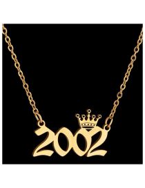 Fashion 2002 Golden Titanium Crown Number Necklace