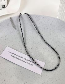 Fashion H Silver Black Color Beaded Beaded Necklace