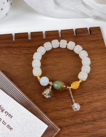 Fashion Amber Frozen White Jade Beaded Bracelet