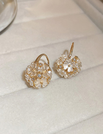 Fashion Gold Alloy Diamond Flower Ball Earrings