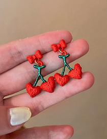 Fashion 30#red Love Earrings Acrylic Geometric Bow Cherry Stud Earrings