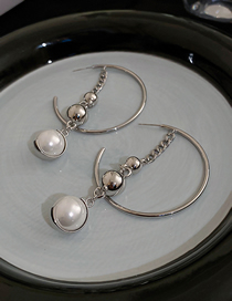 Fashion Silver Solid Copper Pearl Geometric Earrings